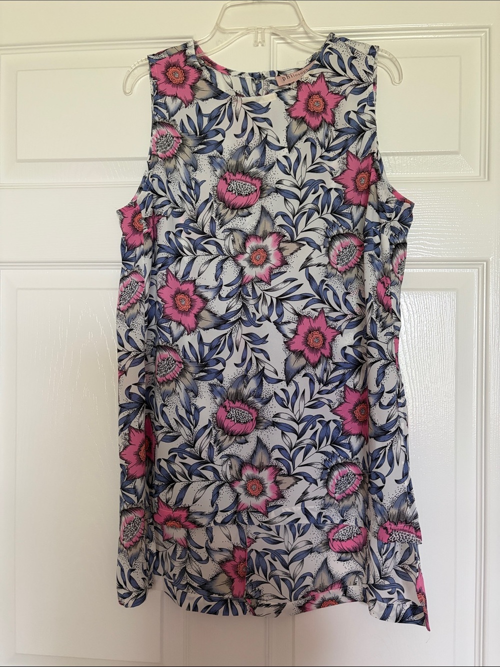 Philosophy Pink & Blue Floral Sleeveless high-low tank blouse
